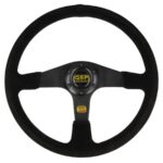 Kierownica zamszowa QSP 3 ramienna 380mm płaska