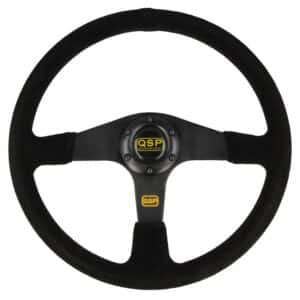 Kierownica zamszowa QSP 3 ramienna 380mm płaska